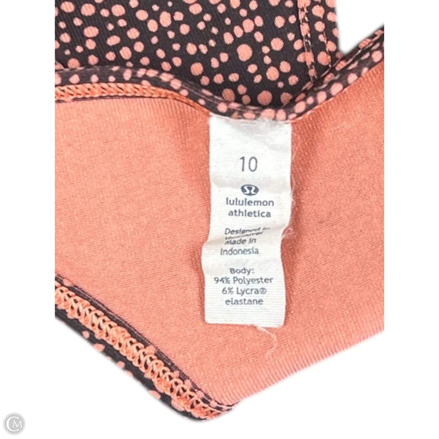 Athletic Tank Top By Lululemon In Black & Orange, Size: 10