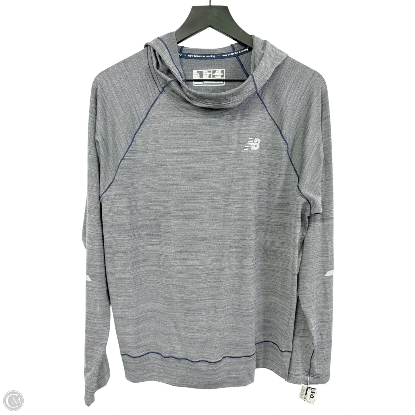 Athletic Top Long Sleeve Hoodie By New Balance In Blue, Size: L