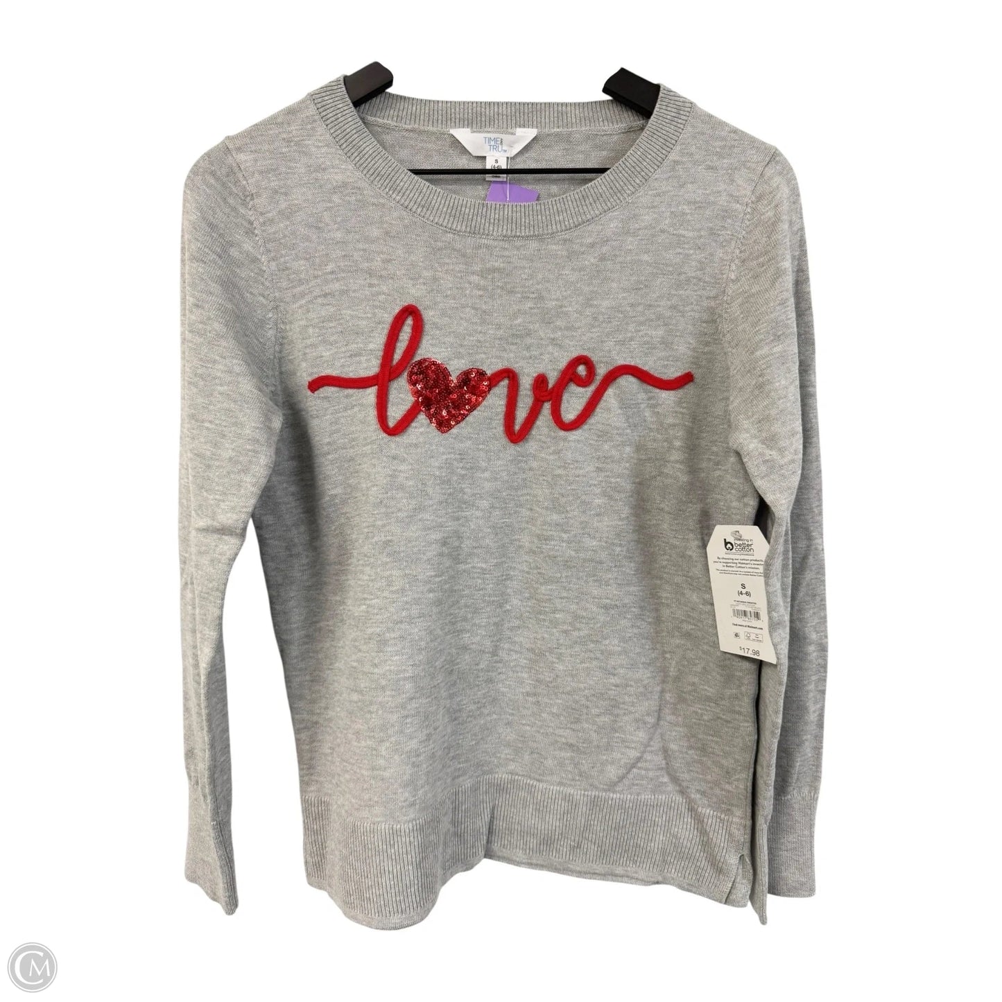 Top Long Sleeve By Time And Tru In Grey, Size: S