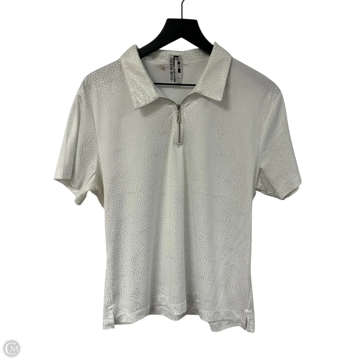 Athletic Top Short Sleeve By Clothes Mentor In Silver & White, Size: Xl
