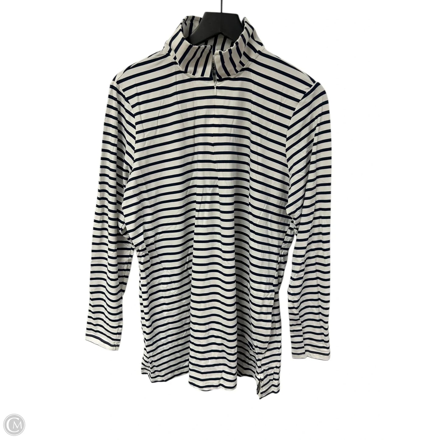 Athletic Top Long Sleeve Collar By Lands End In Blue & White, Size: Xl