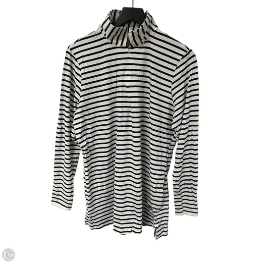 Athletic Top Long Sleeve Collar By Lands End In Blue & White, Size: Xl
