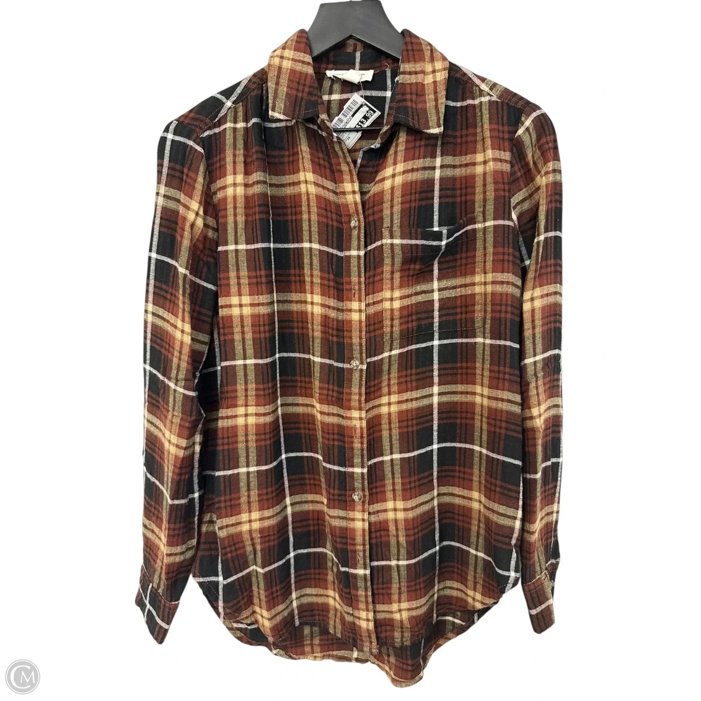 Blouse Long Sleeve By Beachlunchlounge In Black & Brown, Size: Xs