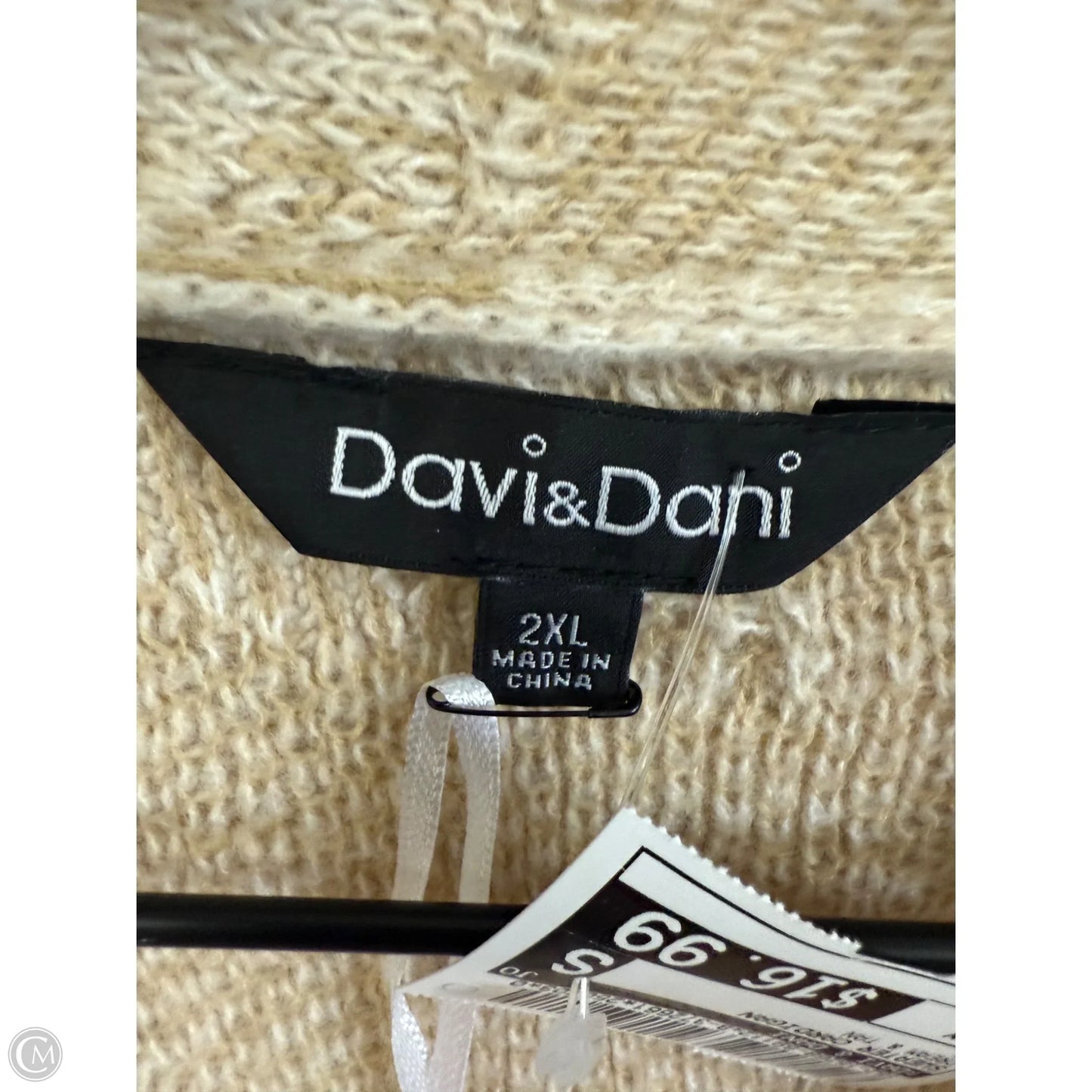 Sweater Cardigan By Davi & Dani In Cream & Tan, Size: 2x