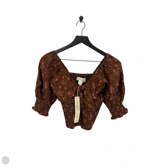 Top Short Sleeve By Cmb In Brown & Pink, Size: S