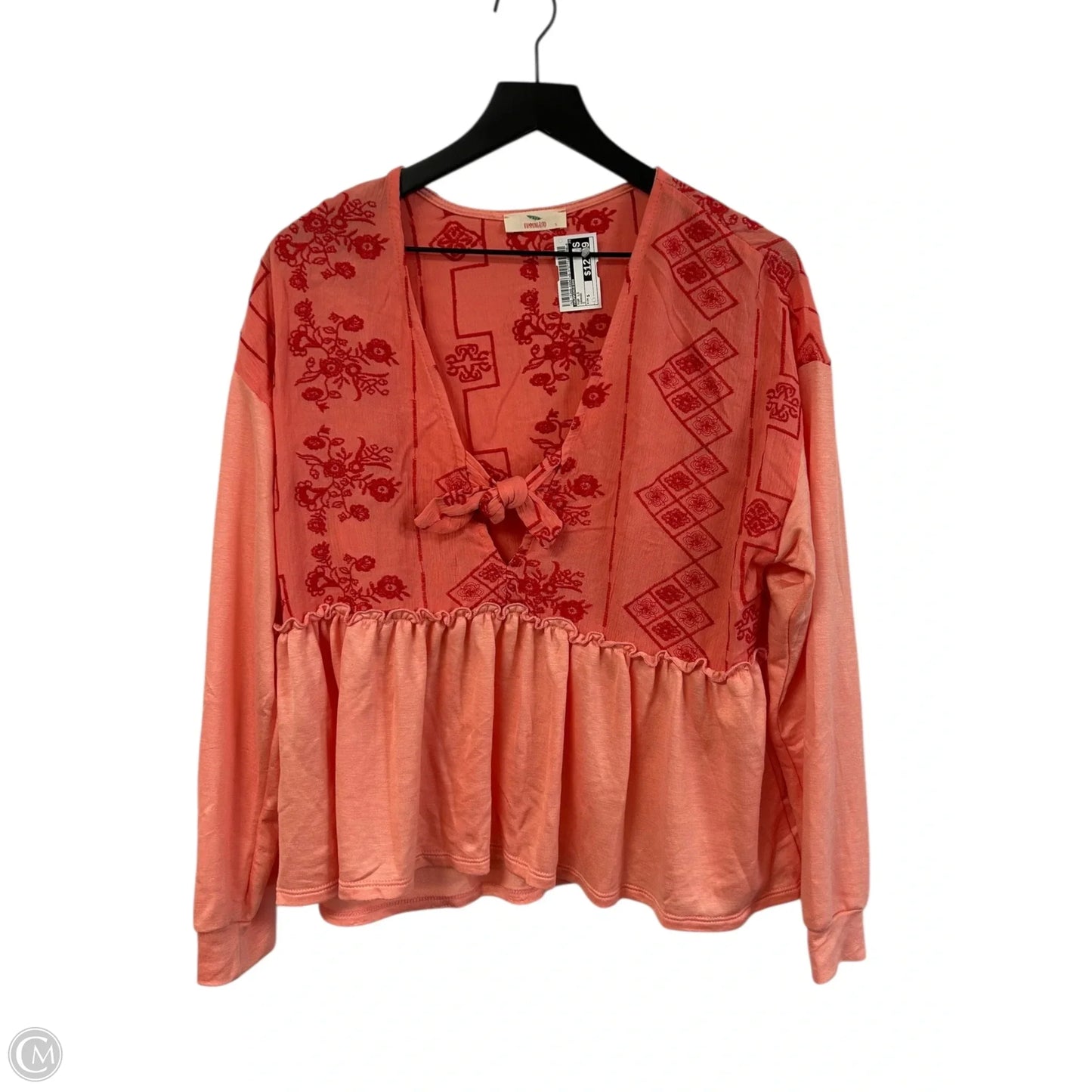 Top Long Sleeve By Hummingbird In Orange, Size: S