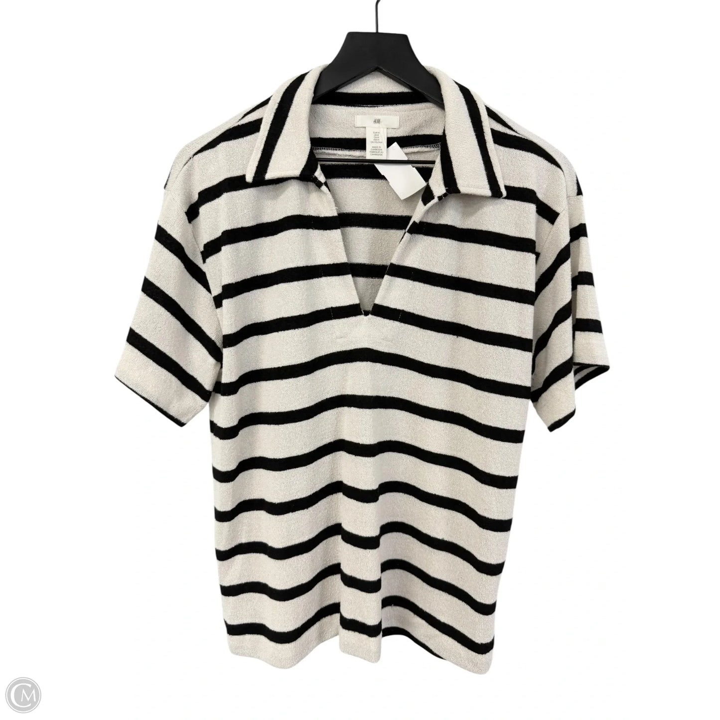 Top Short Sleeve By H&m In Black & White, Size: M