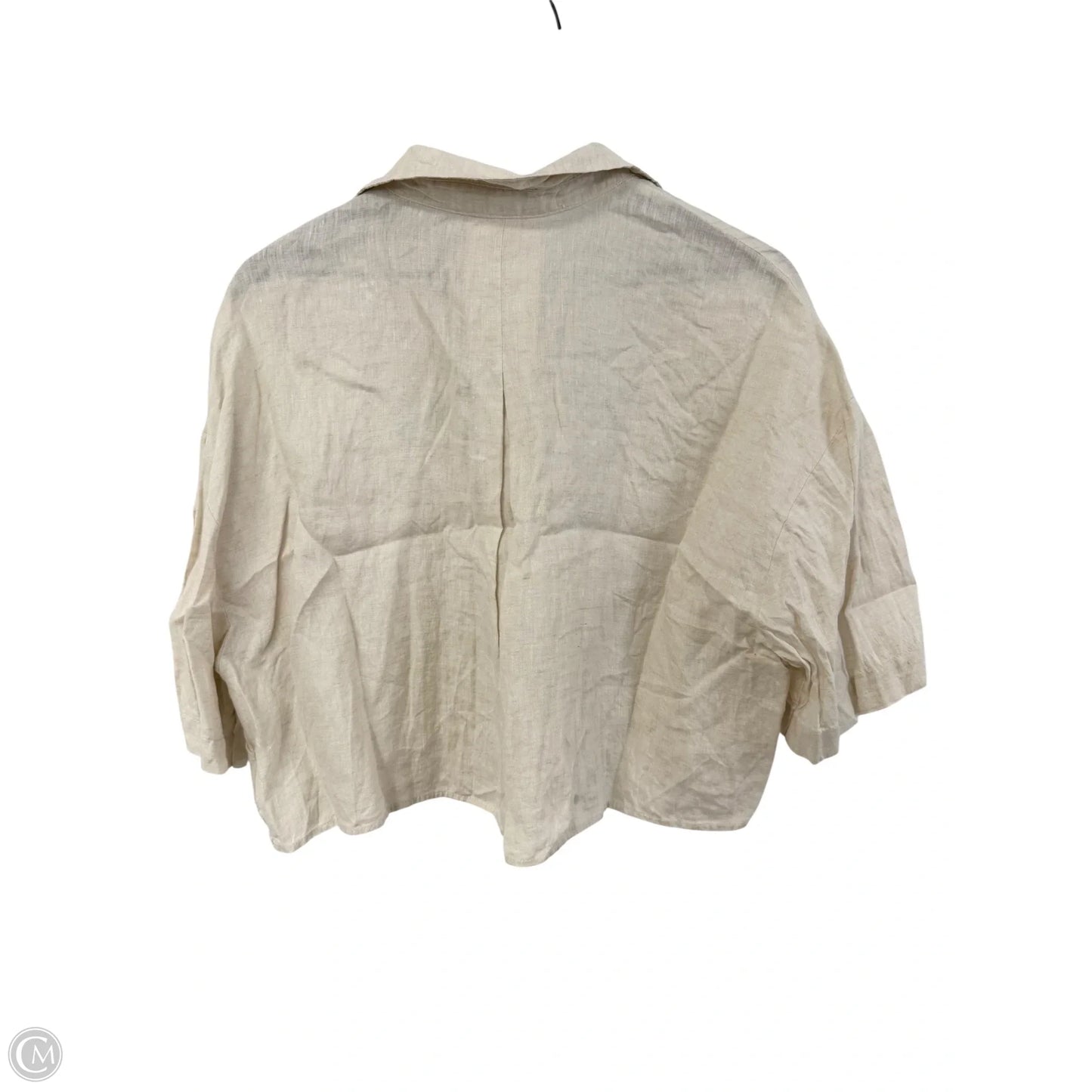 Blouse Short Sleeve By H&m In Cream, Size: M