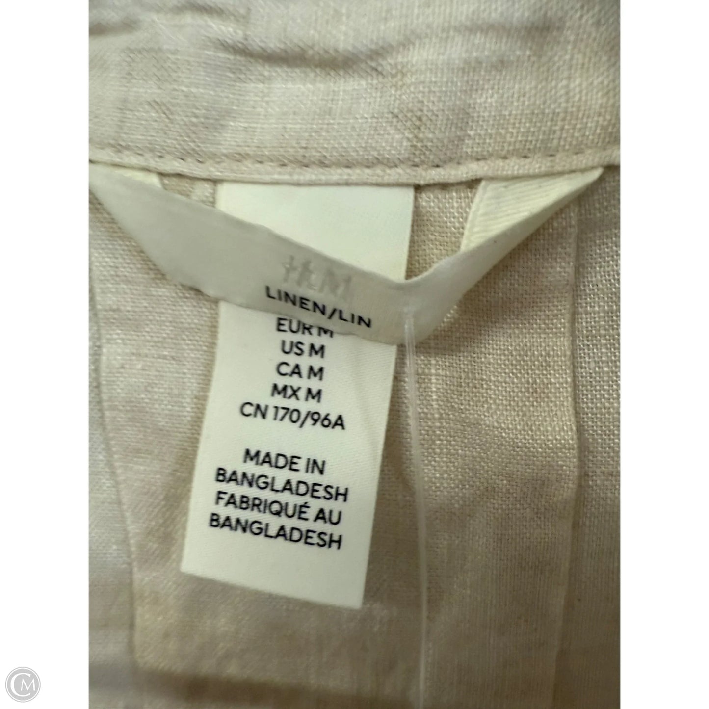 Blouse Short Sleeve By H&m In Cream, Size: M