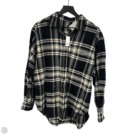 Blouse Long Sleeve By Gap In Black & Cream, Size: M