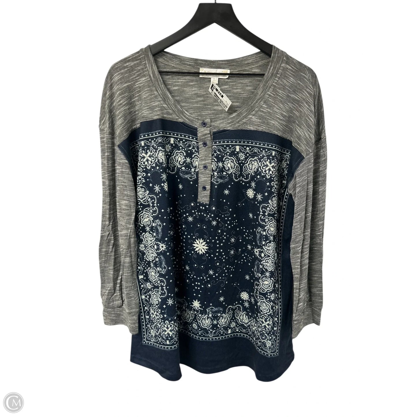 Top Long Sleeve Basic By Suzanne Betro In Navy, Size: Xl