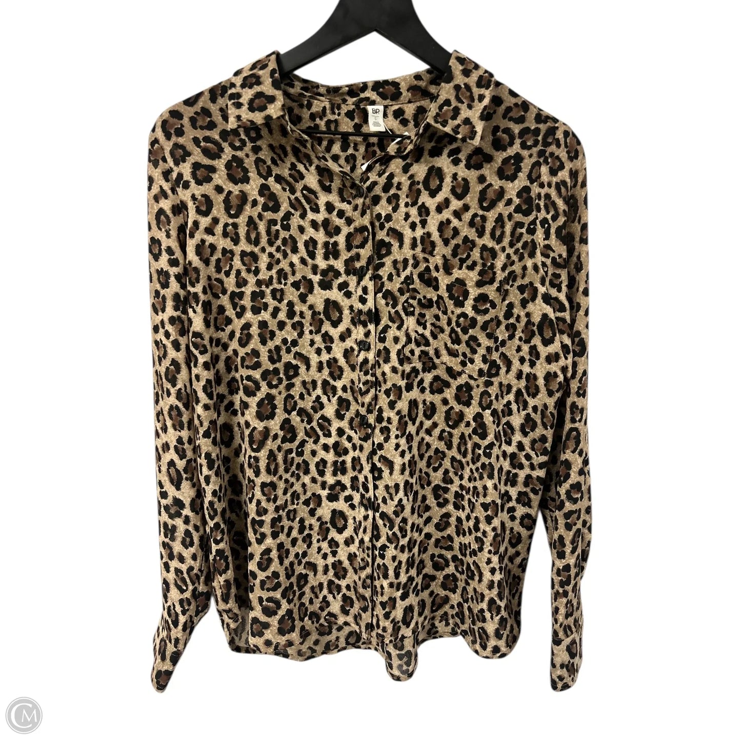 Blouse Long Sleeve By Bp In Leopard Print, Size: S