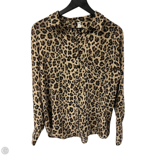 Blouse Long Sleeve By Bp In Leopard Print, Size: S