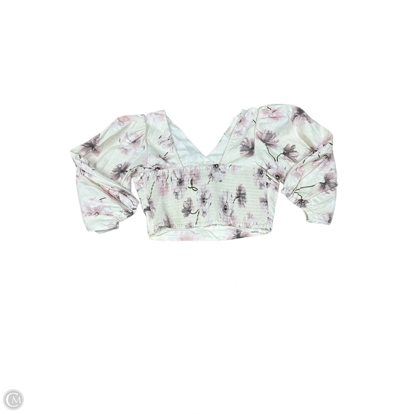 Top Long Sleeve By Express In Cream & Pink, Size: S