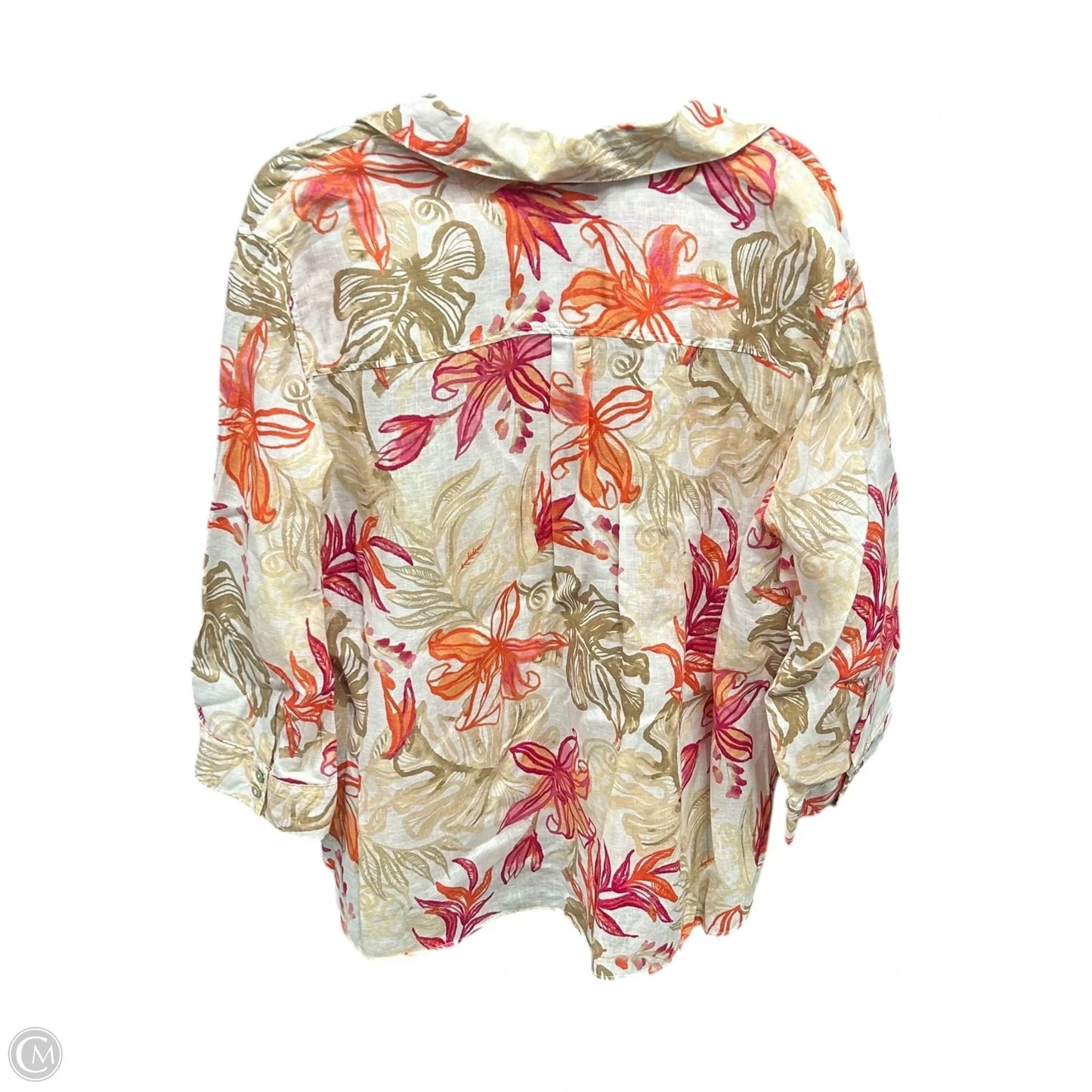 Blouse Long Sleeve By Chicos In Floral Print, Size: Xl
