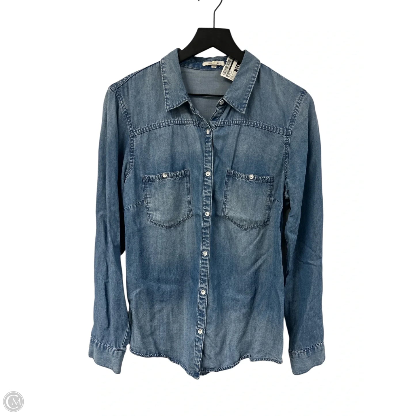 Blouse Long Sleeve By Maurices In Blue Denim, Size: L