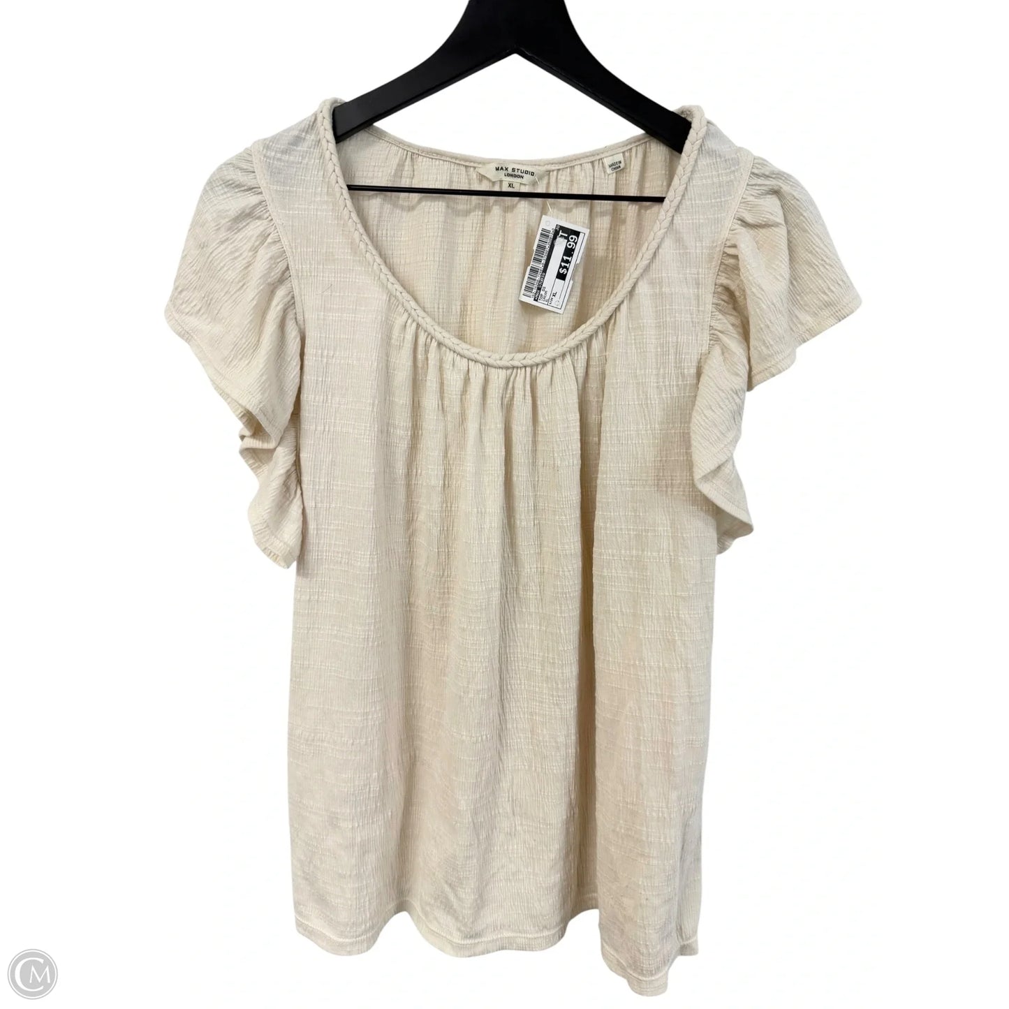 Top Short Sleeve By Max Studio In Cream, Size: Xl
