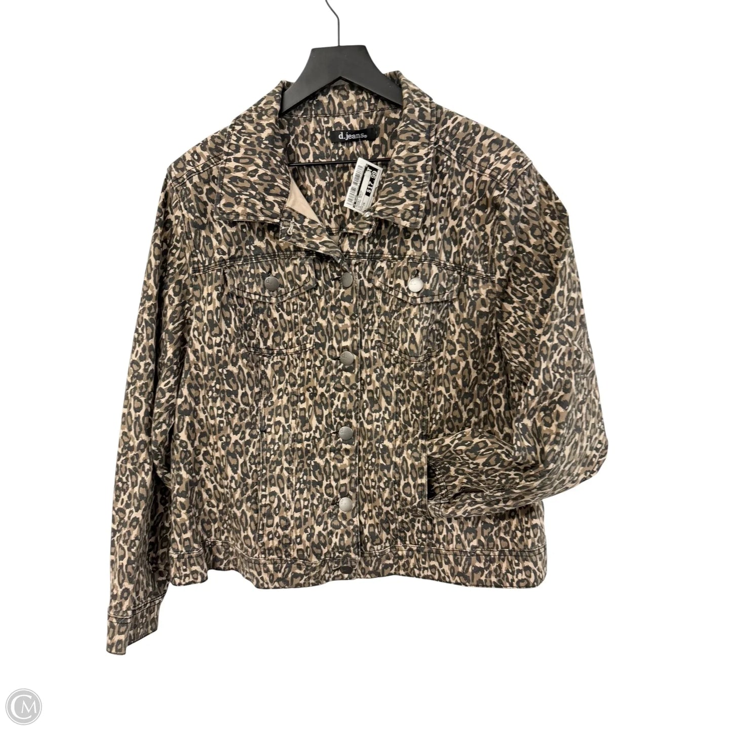 Jacket Denim By D Jeans In Leopard Print, Size: 1x