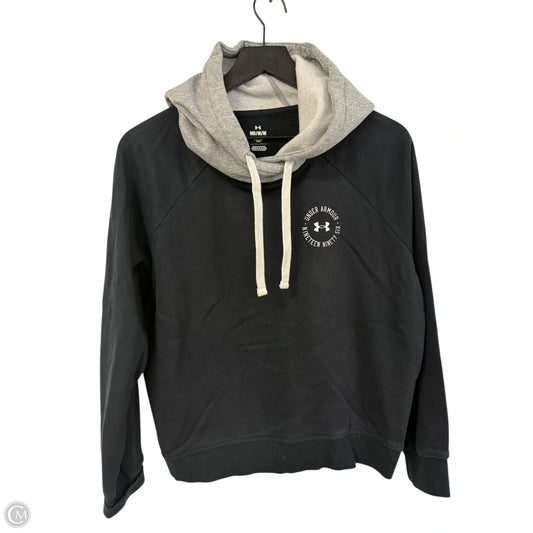 Sweatshirt Hoodie By Under Armour In Black & Grey, Size: M