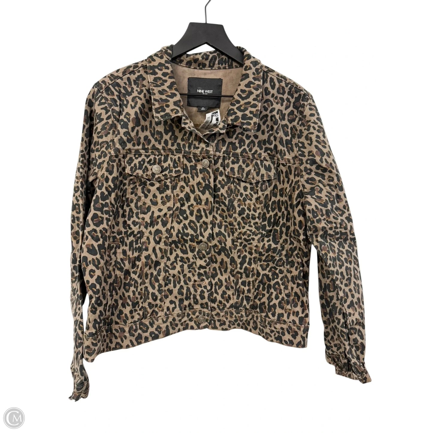 Jacket Denim By Nine West Apparel In Leopard Print, Size: Xl