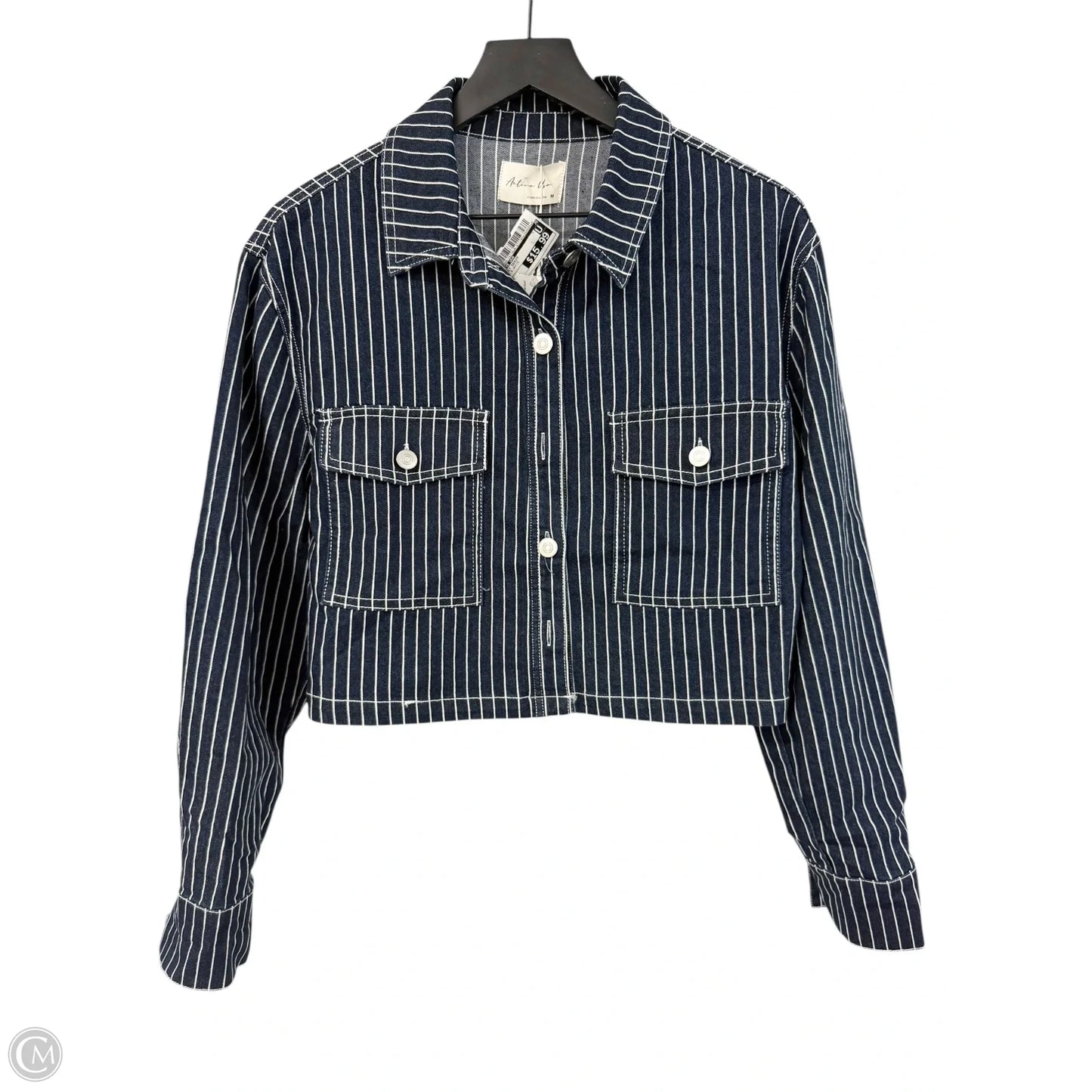 Jacket Denim By Active Usa In Blue & White, Size: M