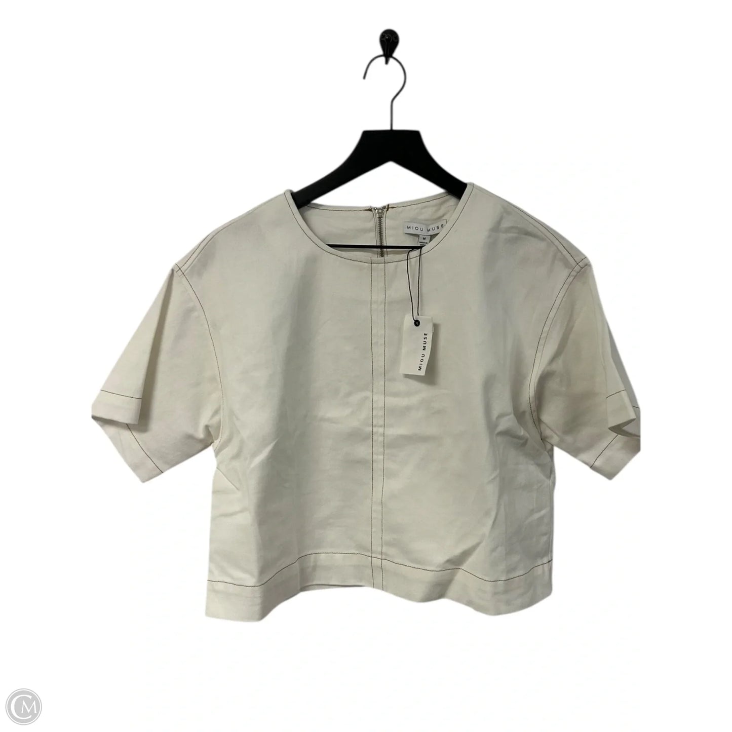 Top Short Sleeve By Miou Muse In Cream, Size: M