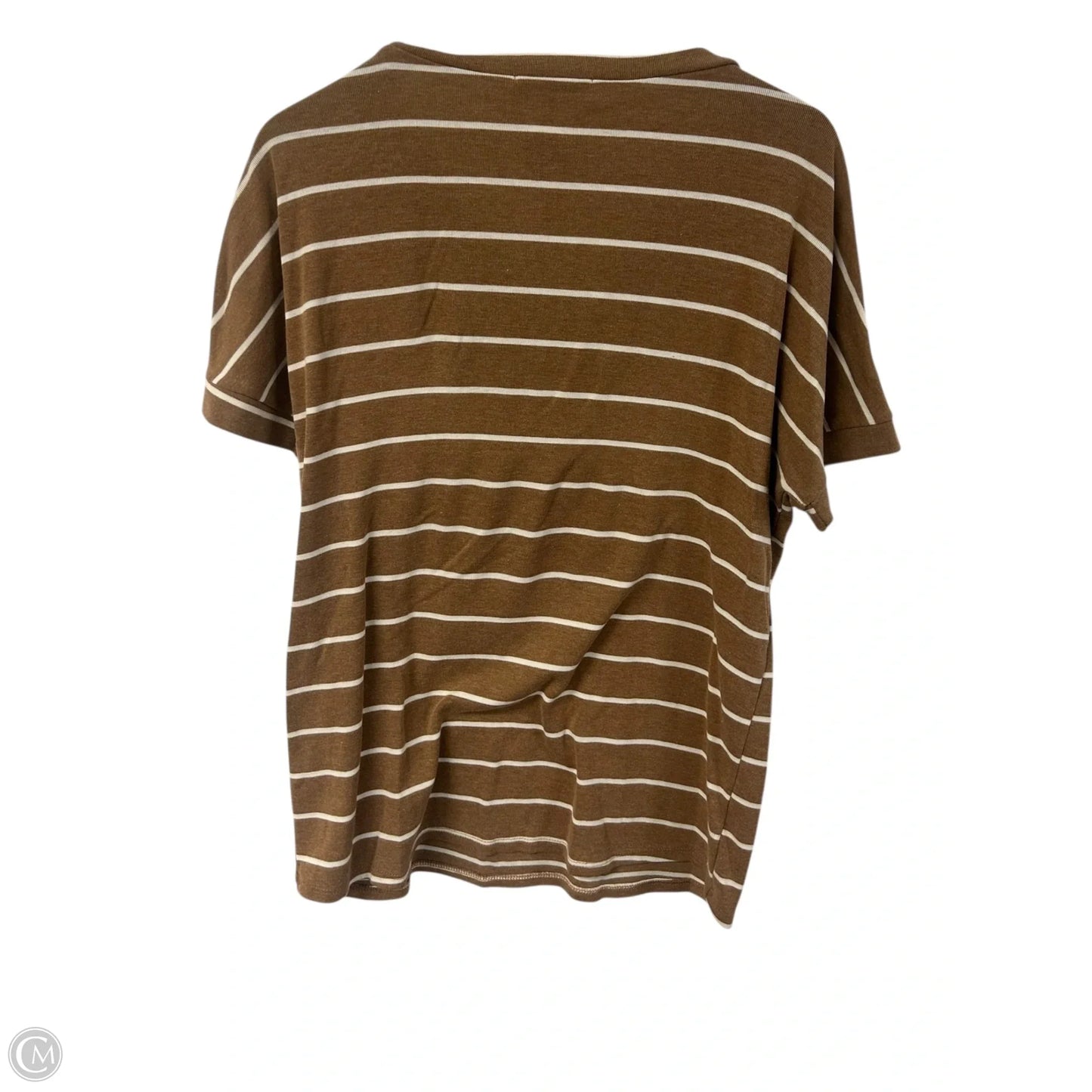 Top Short Sleeve By Hailey & Co In Brown & White, Size: M