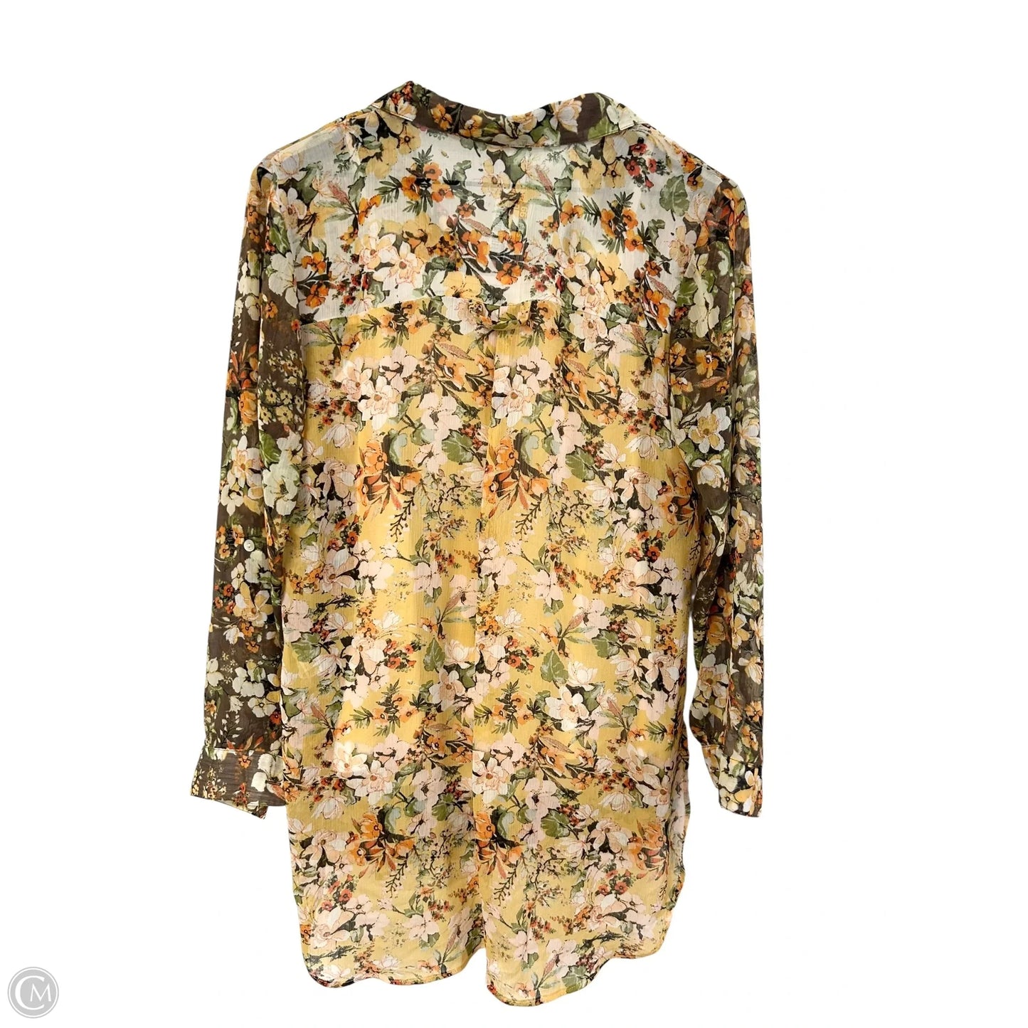 Blouse Long Sleeve By Clothes Mentor In Floral Print, Size: M