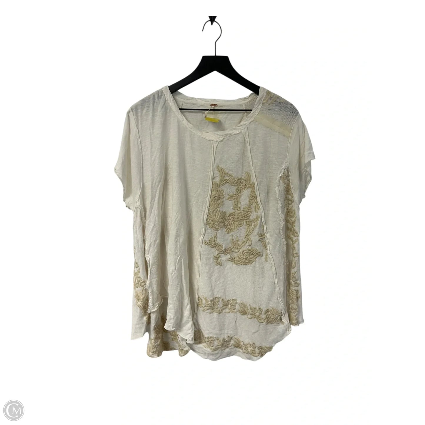 Top Short Sleeve By Free People In Ivory, Size: M