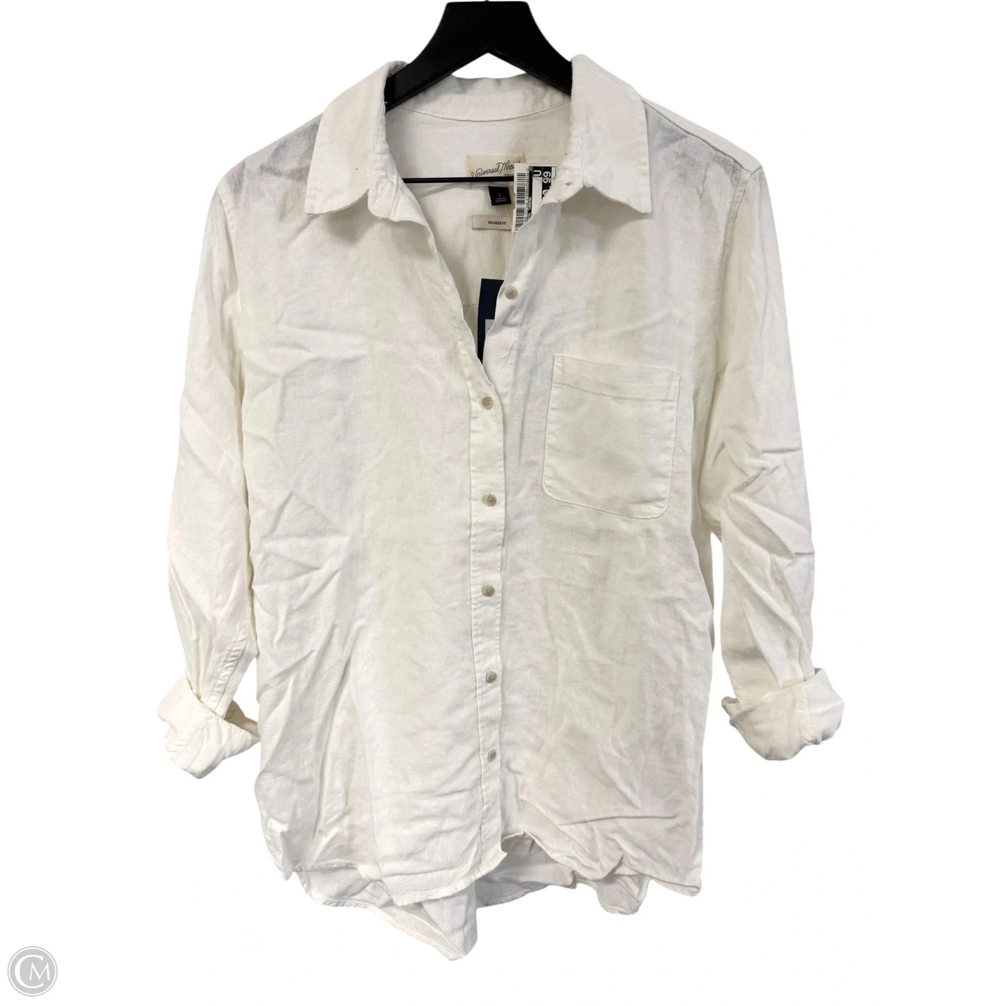 Blouse Long Sleeve By Universal Thread In White, Size: L