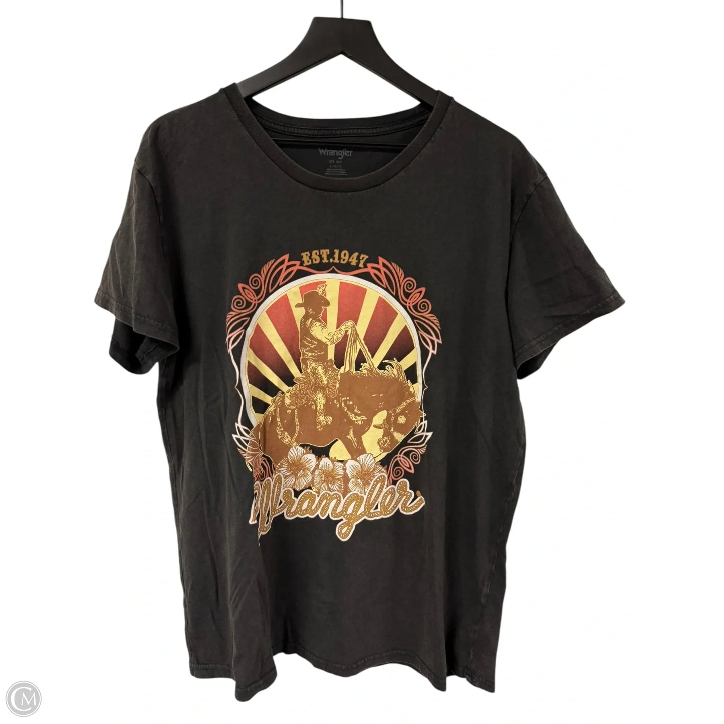 Top Short Sleeve By Wrangler In Black, Size: L