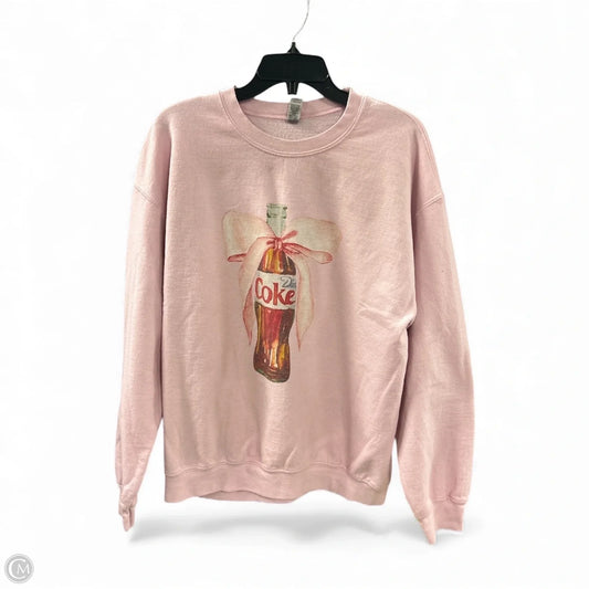 Sweatshirt Crewneck By Gildan In Pink, Size: L