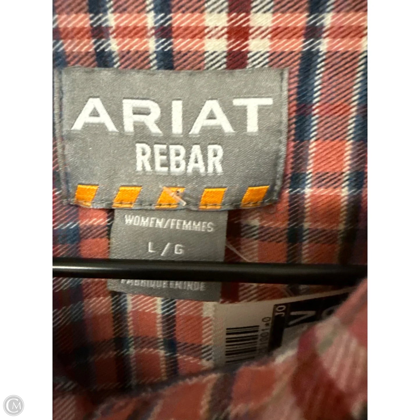 Blouse Long Sleeve By Ariat In Blue & Pink, Size: L