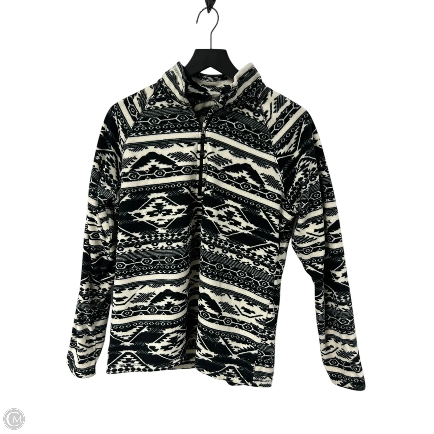 Sweatshirt Collar By Eddie Bauer In Black & White, Size: L