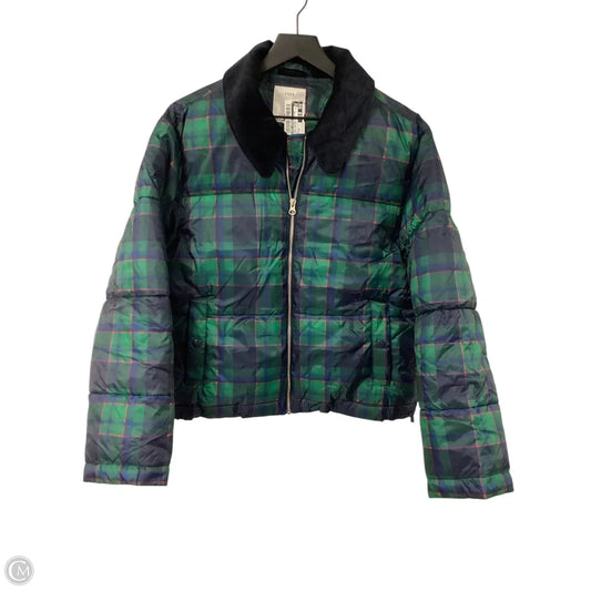 Coat Puffer & Quilted By Free Assembly In Plaid Pattern, Size: M