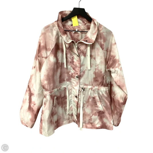 Jacket Windbreaker By Maurices In Cream & Pink, Size: L