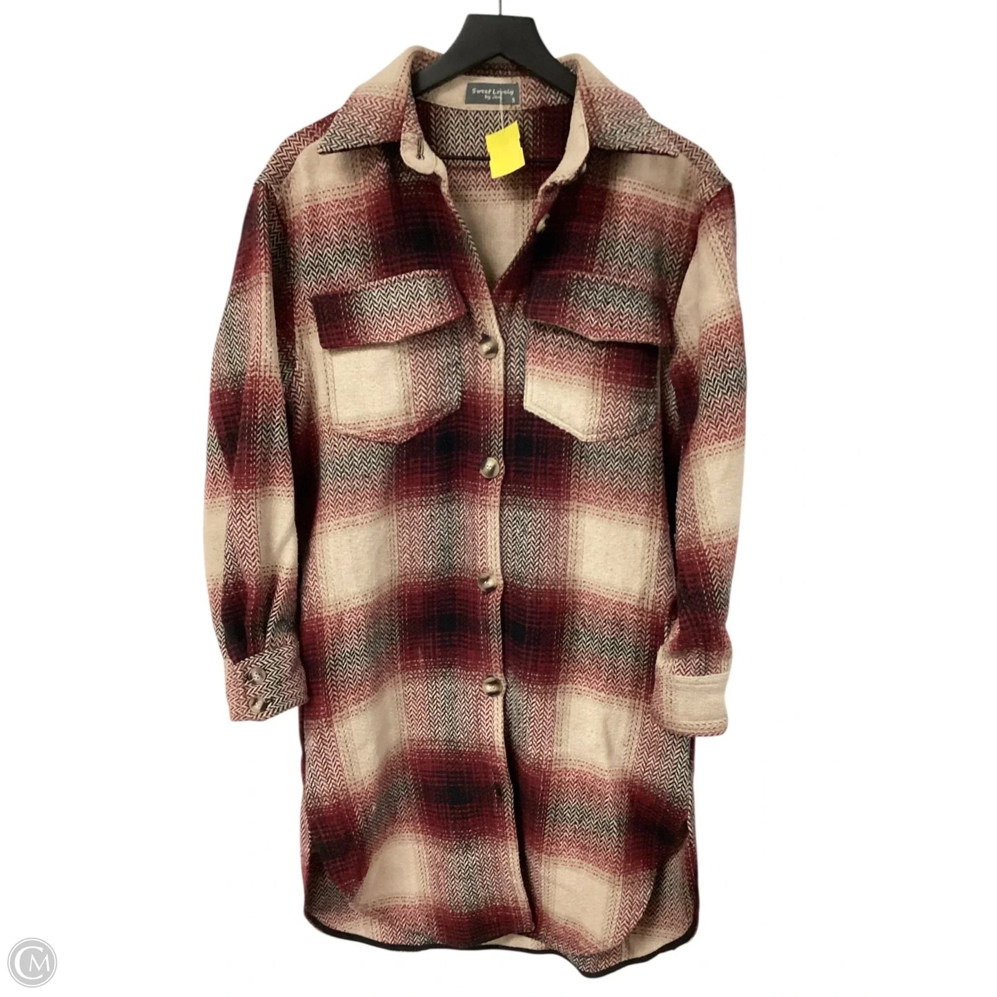 Jacket Shirt By Sweet Lovely In Plaid Pattern, Size: S