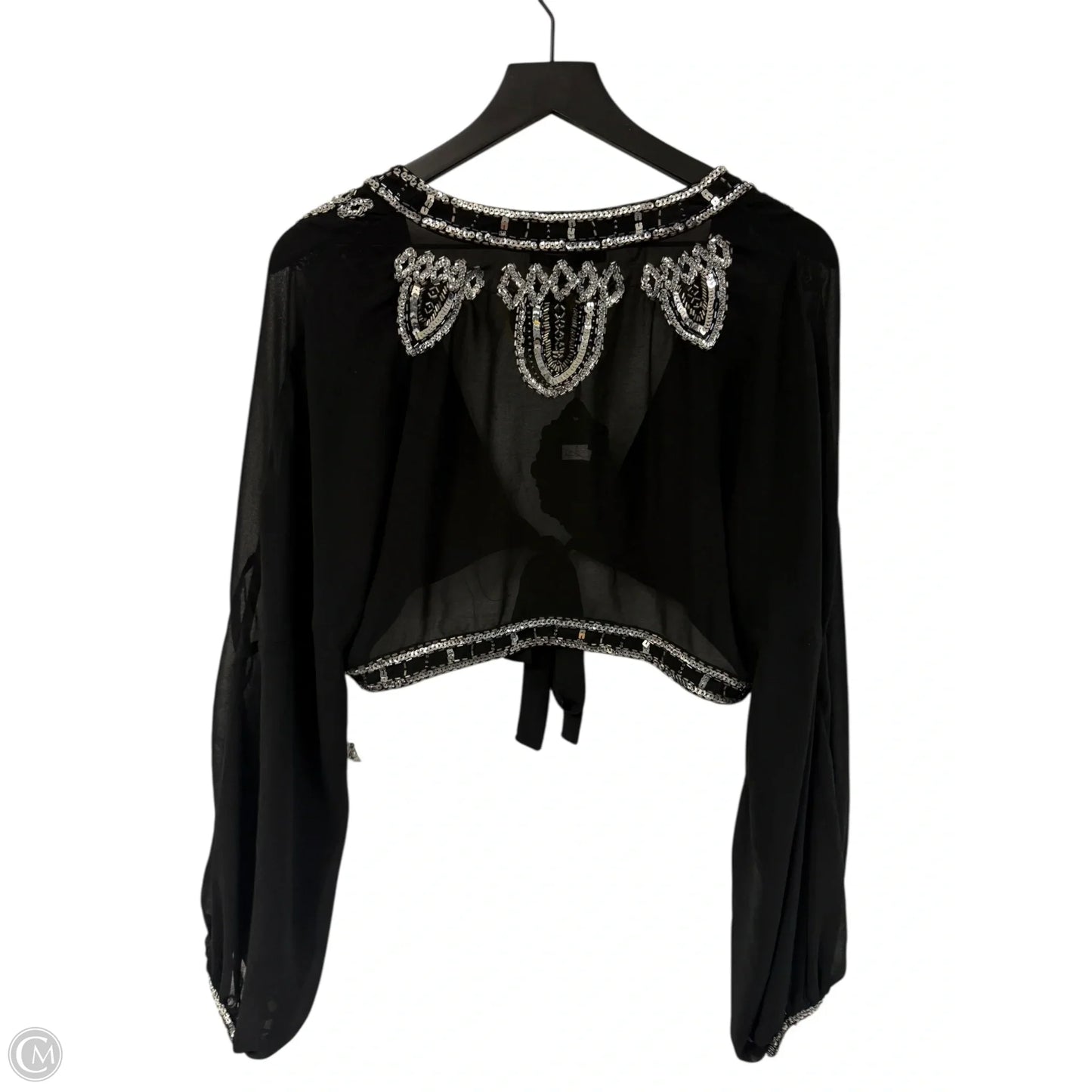 Top Long Sleeve By Clothes Mentor In Black & Silver, Size: L