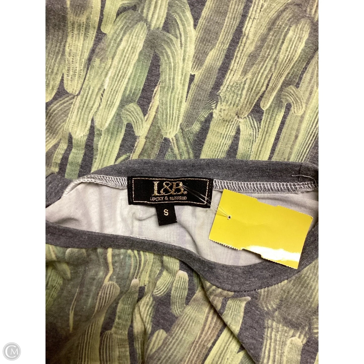 Top Long Sleeve Basic By Lucky & Blessed In Green & Grey, Size: S