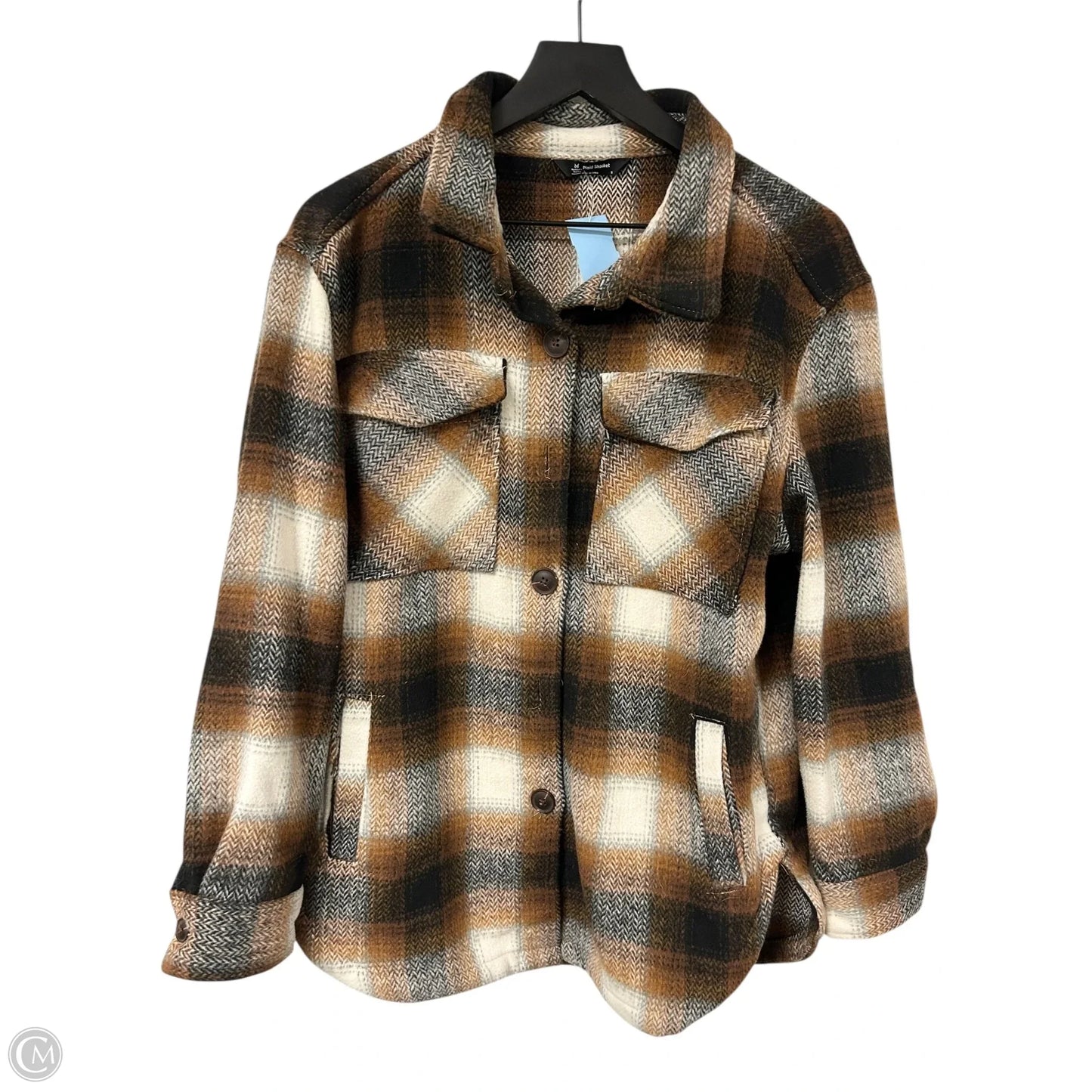 Jacket Shirt By Members Mark In Black & Brown, Size: S