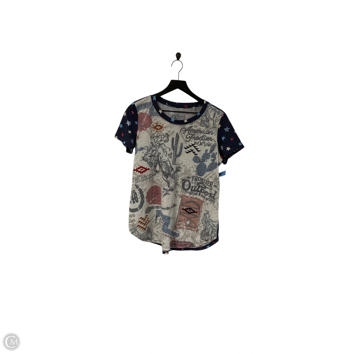 Top Short Sleeve By Clothes Mentor In Blue & Red & White, Size: L