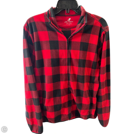Jacket Fleece By Joe Fresh In Black & Red, Size: L