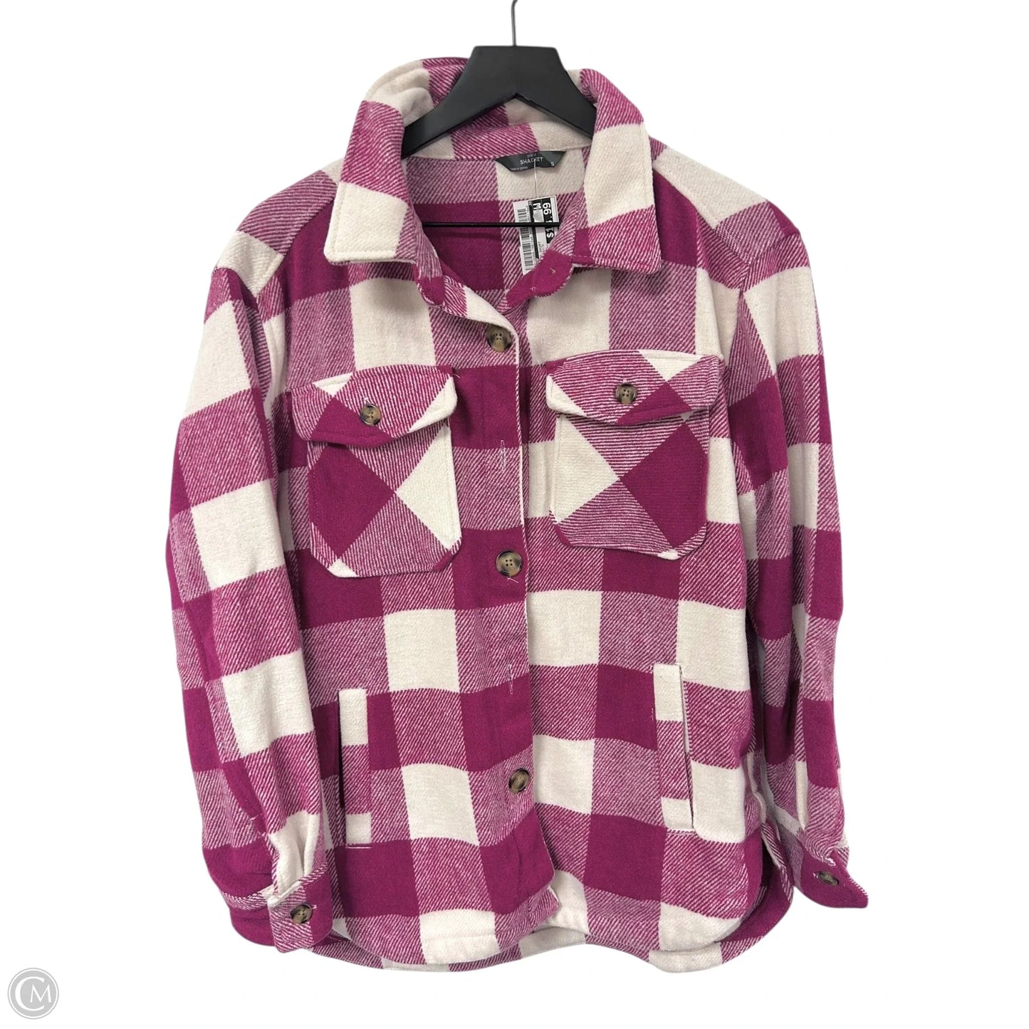 Jacket Shirt By Cmf In Pink & White, Size: S