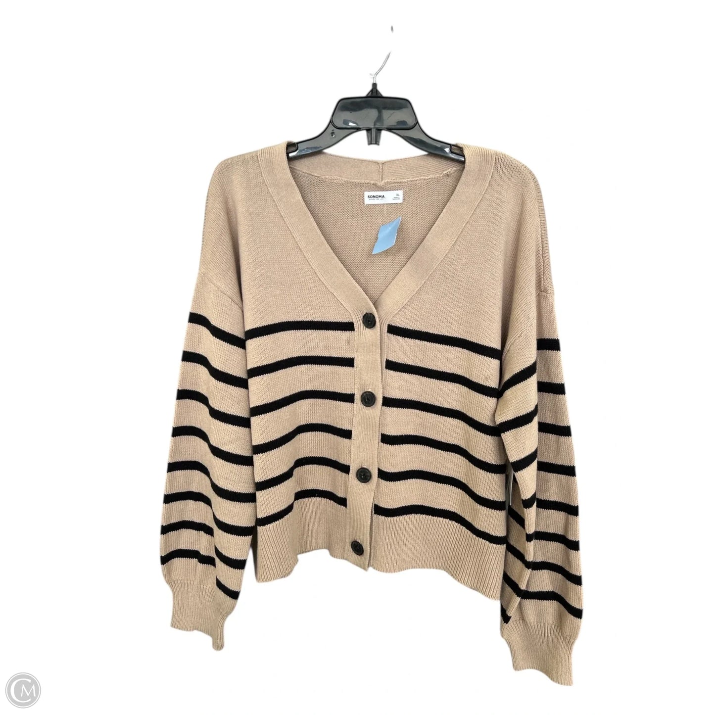 Sweater Cardigan By Sonoma In Black & Tan, Size: Xl
