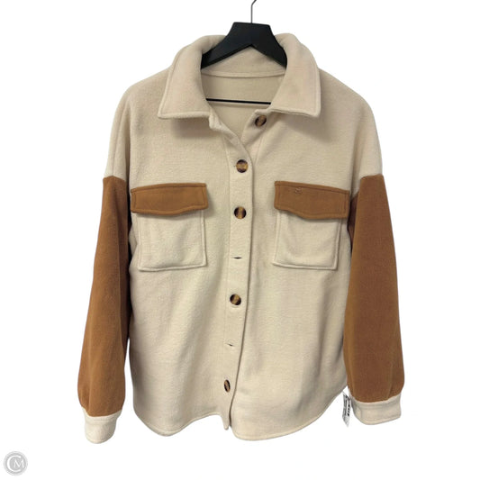 Jacket Shirt By Shein In Brown & Cream, Size: M
