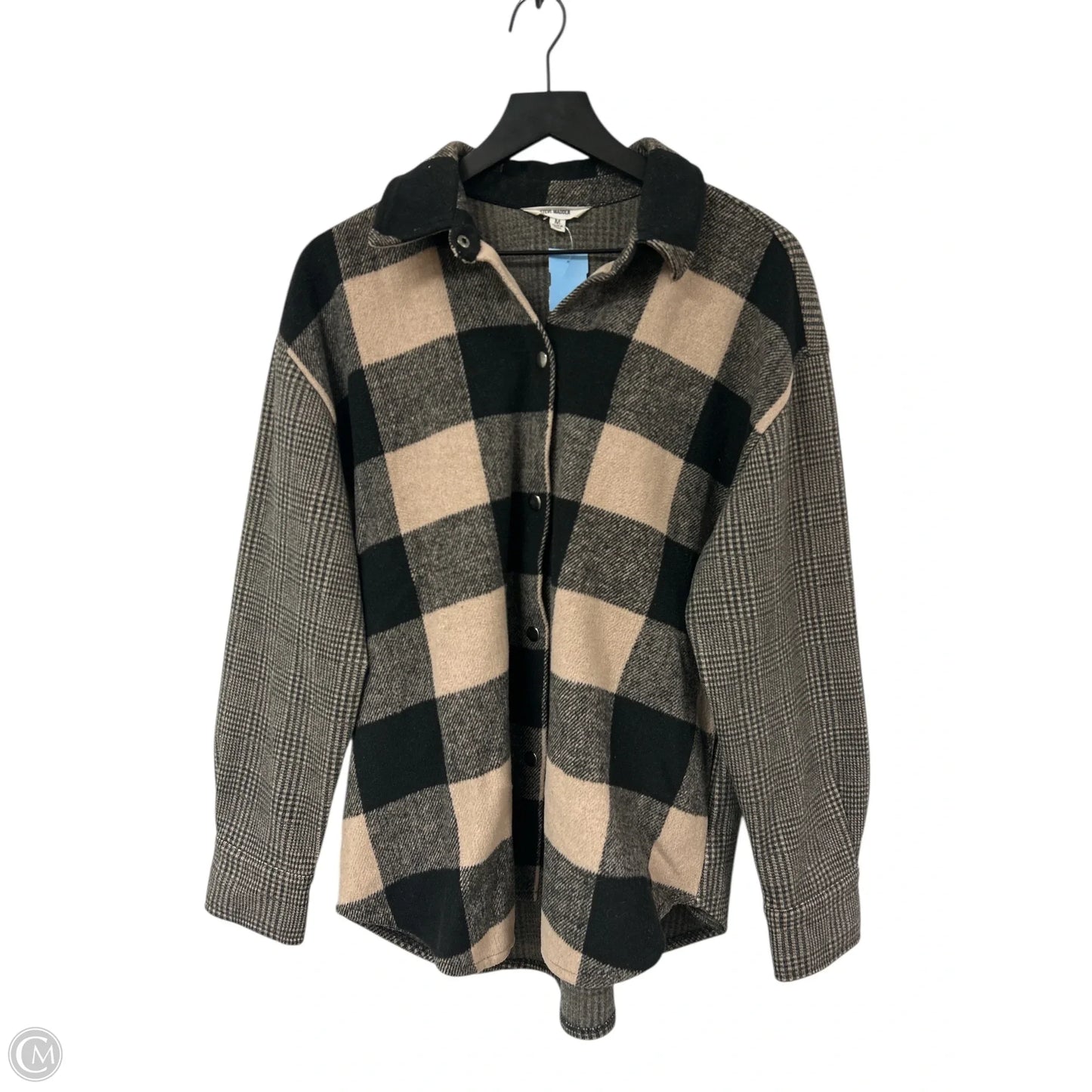 Jacket Shirt By Steve Madden In Black & Tan, Size: M