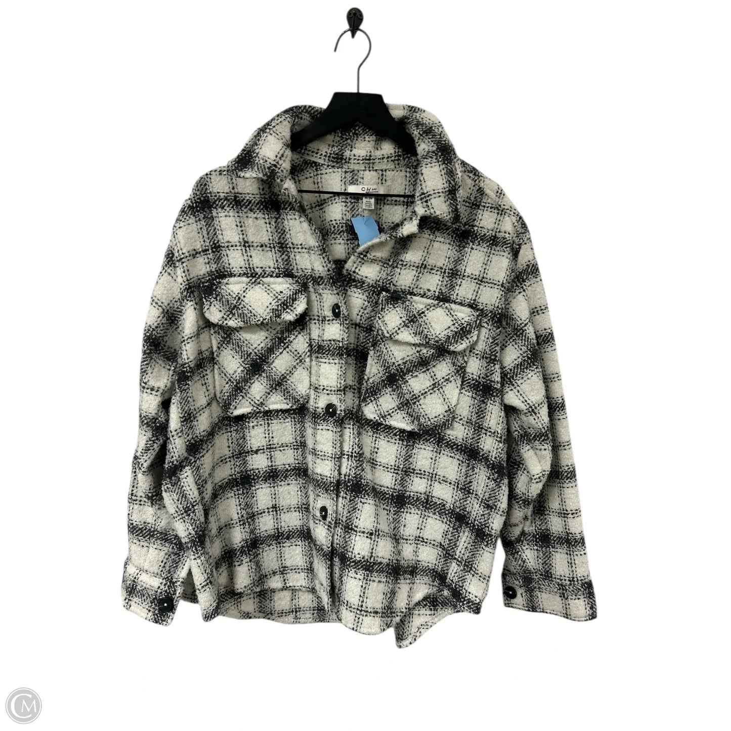 Jacket Shirt By Clothes Mentor In Grey & White, Size: Xl