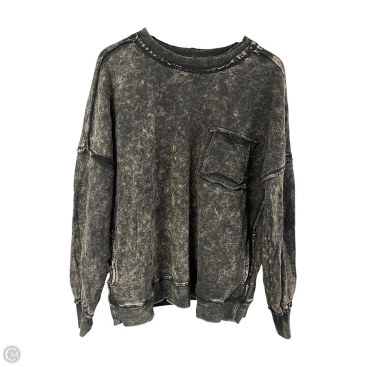 Sweatshirt Crewneck By Zenana In Black & Cream, Size: L