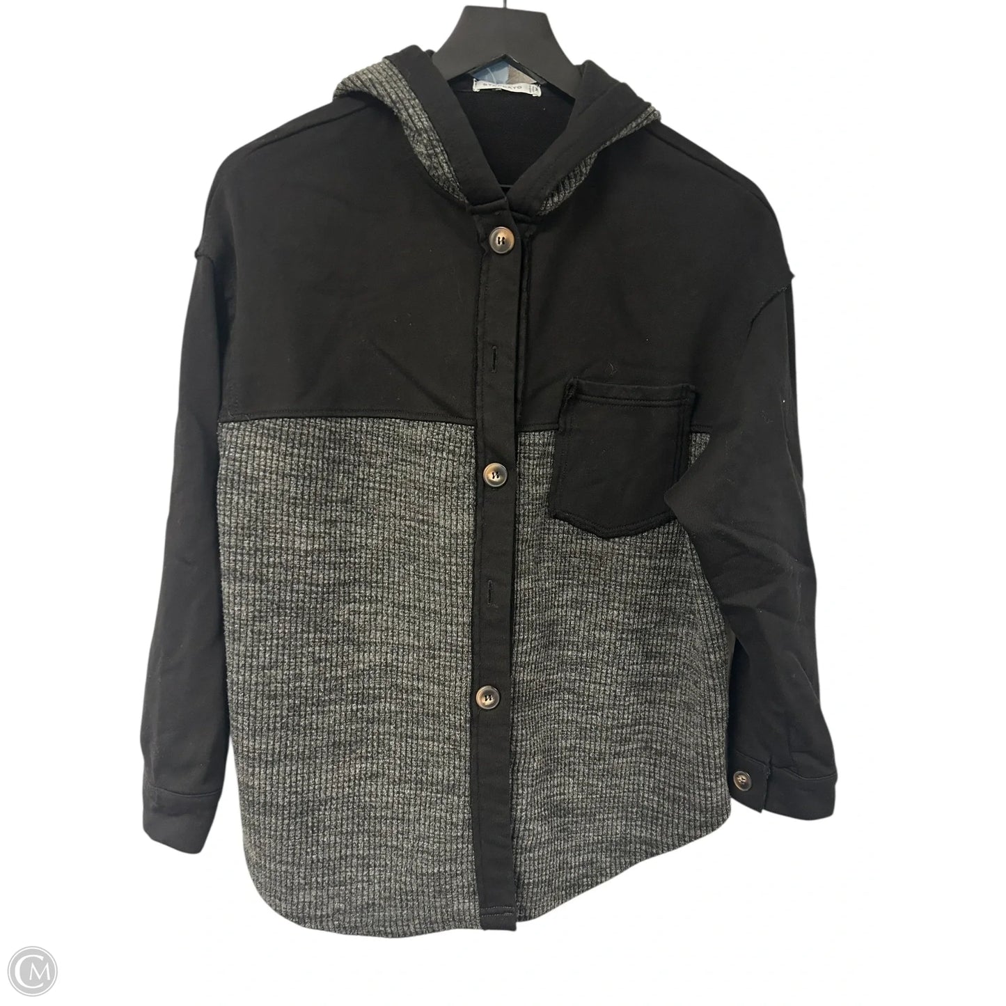 Jacket Shirt By Staccato In Black & Grey, Size: M