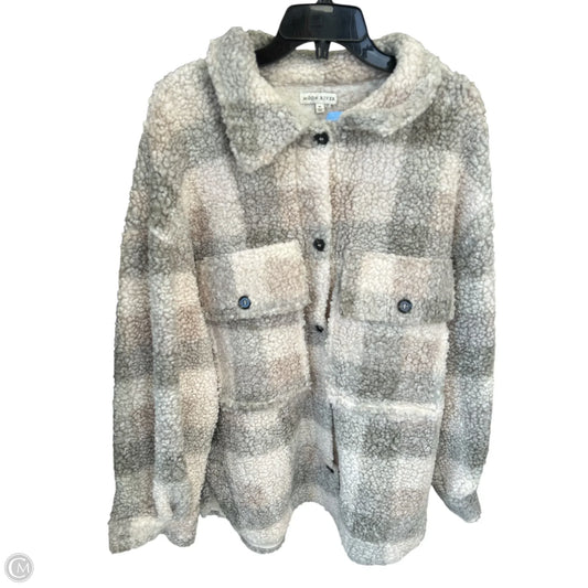 Jacket Faux Fur & Sherpa By Moon River In Cream & Green, Size: M